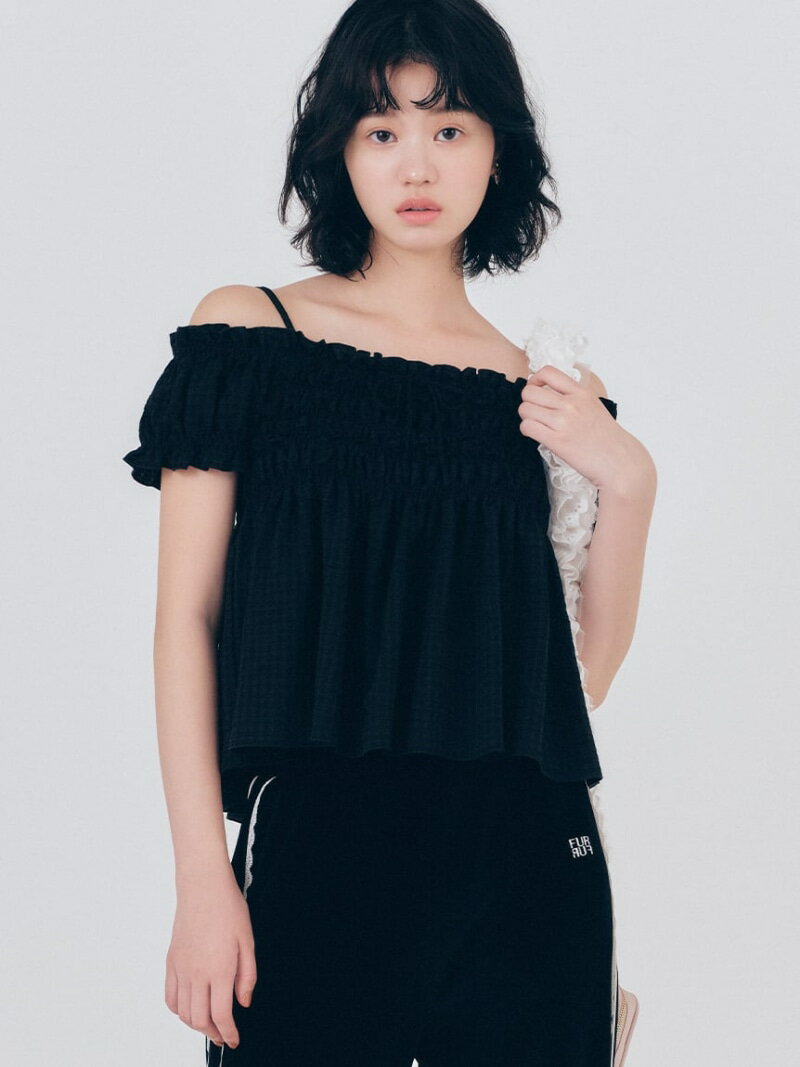 2WAYシャーリングブラウス FURFUR ファーファー トップス シャツ・ブラウス ブラック ピンク【送料無料】[Rakuten Fashion]のサムネイル