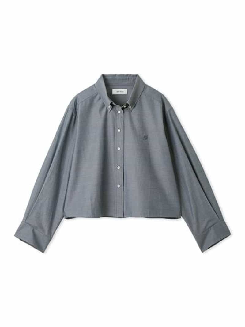 ボタンダウン短丈シャツ Mila Owen ミラオーウェン トップス シャツ・ブラウス グレー【先行予約】*【送料無料】[Rakuten Fashion]