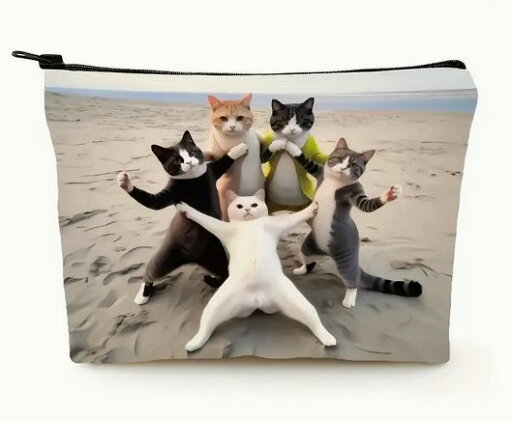 猫 キャンバス化粧ポーチ 旅行用 ジッパー付き 軽量で折りたたみ可能 大きめ 猫 キャンバス化粧ポーチ 旅行用 ジッパー付き 軽量で折りたたみ可能 大きめ