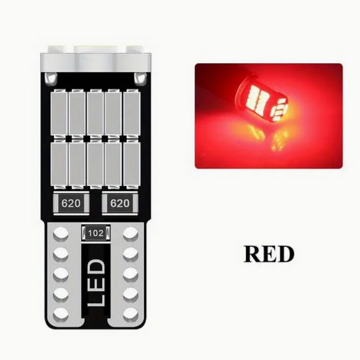 樂天商城 - 10個セット LED T10 レッド W5W 194 501 LED 車室内灯 屋根 読書灯 ナンバープレート 信号 パーキングライト電球