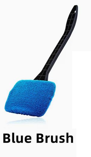 Rakuten - フロントガラスクリーニングブラシキット ブルー ロングハンドル 車内ガラスワイパー プラスチック製