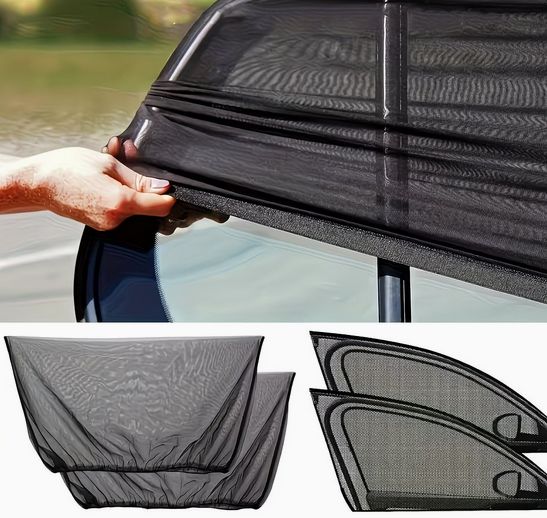樂天商城 - フロント/リア用 4個セット 日よけ 換気 車の窓 蚊帳 車用スクリーン 蚊帳 サンブラインド サンシェード/布 UV 熱保護 涼しい 冷却 車中泊