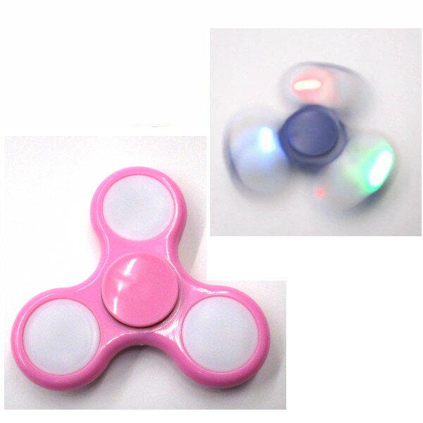 光る ハンドスピナー ピンク Hand spinner ストレス解消 暇つぶし 脳トレ (光るパーツは3か所)