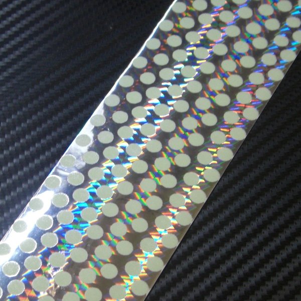 ホログラムシート Dシルバー夜光ドット 5cmx30cm 1枚(粘着性シールタイプ)