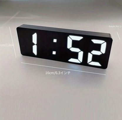 デジタル時計 LED目覚まし時計 ブラック 寝室用 電子卓上時計 温度表示付き 明るさ...