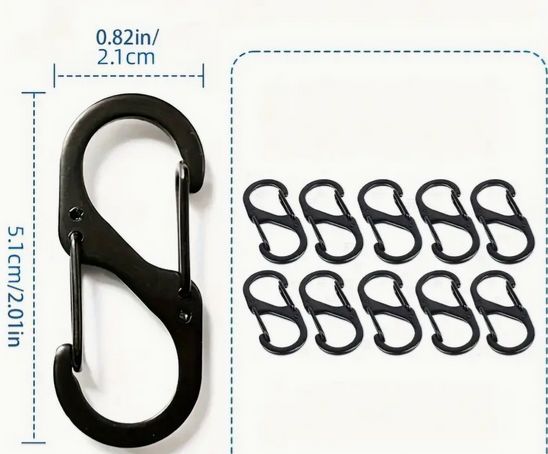 10個セット S型カラビナ 5.1cm S字環 バックパック ハンギングバックル キーチェーン キーリング アウトドアキャンプ ハイキング