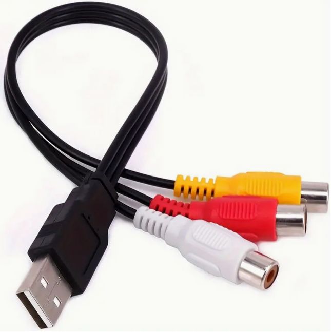 USB-3RCA ケーブル 25cm USB 2.0 メス To 3 RCA メス ジャック スプリッター オーディオビデオ AV コンポジットアダプターコード TV PC HDD DVR 用