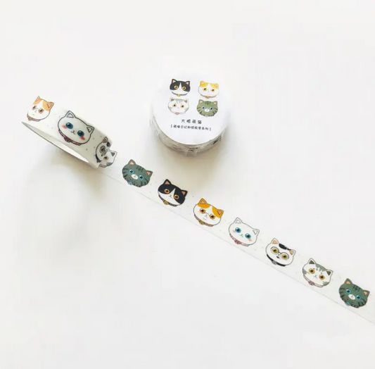 Rakuten - 1ロール 大きな目の猫 マスキングテープ 15mm X 5m マステ DIYクラフトやオフィス用品に簡単に剥がせる 和紙