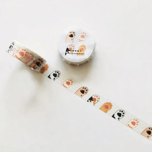 樂天商城 - 1ロール 猫肉球 マスキングテープ 15mm X 5m マステ DIYクラフトやオフィス用品に簡単に剥がせる 和紙
