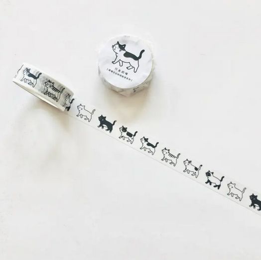 Rakuten - 1ロール 歩く猫 マスキングテープ 15mm X 5m マステ DIYクラフトやオフィス用品に簡単に剥がせる 和紙