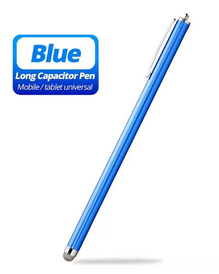 スマホタッチペン ロング ブルー1本 18.5cm スマートフォン 導電性繊維タイプ ヘッド交換可能タイプ