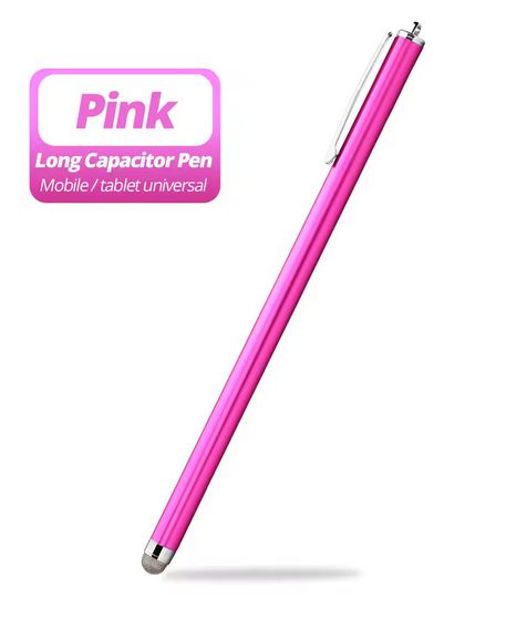 Rakuten - スマホタッチペン ロング ピンク1本 18.5cm スマートフォン 導電性繊維タイプ ヘッド交換可能タイプ