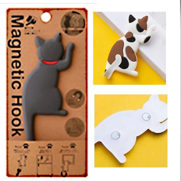 猫マグネット 灰色猫 キャット テイル マグネティックフック キッチンマグネット