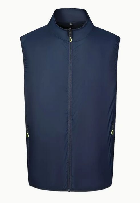 男女兼用 エアコン 服 空調 ネイビー アウトドア 作業 スポーツ用 ファッション 通勤 夏用 冷却 ジッパー ベスト 登山 釣り用 ファン付き (バッテリー付属なし)