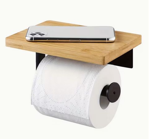 Rakuten - 木製 壁掛け トイレットペーパーホルダー 白無垢 シンク収納ラック スマホスタンド 簡単設置