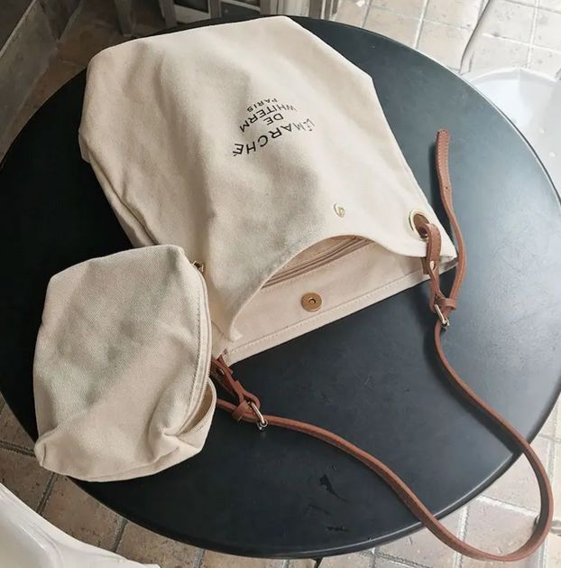 Rakuten - シンプルファッションショルダーバッグ ブラウンショルダー キャンバスショッピングバッグ 帆布