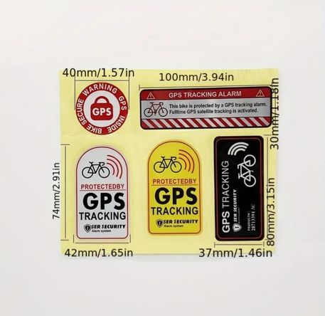 自転車 バイク 車用 防水 盗難防止ステッカー - GPSトラッキング警告ステッカー セ...