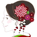 つまみ細工 髪飾り 大小2点セット｜振袖 浴衣 成人式 花かんざし かんざし 赤 レッド 花 フラワー ヘアアクセサリー コーム kk-363