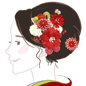 髪飾り 3点セット kk-055 赤 レッド 花かんざし 組紐 成人式 振袖 浴衣 卒業式 あす楽安売り