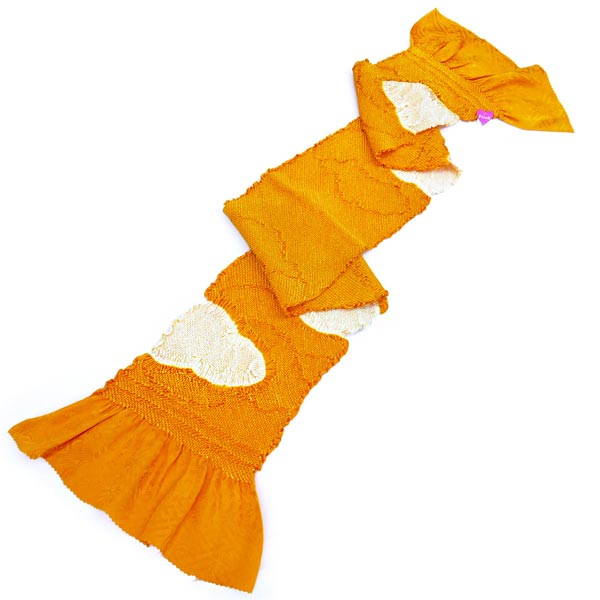 正絹 総絞り 帯揚げ oa-034 送料無料 橙色 オレンジ 絹100％ 手絞り しぼり 手しぼり 絞り 振袖 振袖用