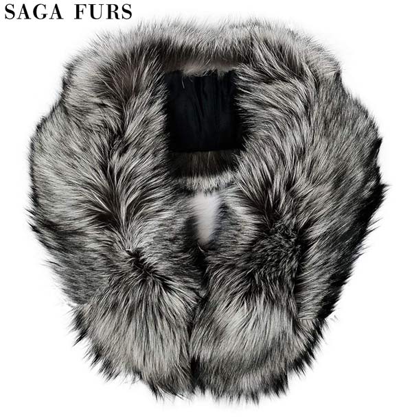 シルバーフォックス 成人式　振袖　ファーショール sh-006 最高級 SAGA FURS 本毛皮 ストール 黒　毛皮