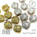 【最大2000円OFF】マラソン限定クーポン!チャーム ハート 13mm アンティーク加工 花 植物 柄 ぺンダント CCB製 8個