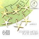 メタルチャーム ヒトデ 8mm 小さい スターフィッシュ プレート マリン メタル 夏 パーツ 6個