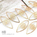 【最大2000円OFF】マラソン限定クーポン!メタルパーツ フラワー 約19.5mm×8.5mm 薄い 透かしパーツ 特価 マーキス 8個
