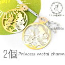 メタルチャーム プリンセス 姫 薄 おおぶり 繊細 約40×32mm 2個