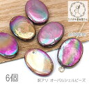 【最大500円OFF】5のつく日限定クーポン!訳アリ シェル ビーズ オーバル 17mm~18mm 淡水シェル オーロラ 貝殻 天然 マリン 夏 6個/プラム系