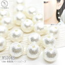 【土日限定☆SS特別クーポン追加!15%オフ!】パールビーズ 12mm 樹脂製 真珠 約20個 穴あり 白系 ホワイト プラパール 貫通穴 ビーズパーツ コット...