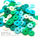【SS最大半額&2000円OFFクーポン!!】ビーズ ディスク 6mm幅程度 樹脂粘土 ポリマークレイ クレイビーズ ランダムMIX 5グラム/グリーン系