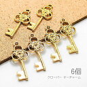 【最大2000円OFF】マラソン限定クーポン!チャーム クローバー 鍵 20mm キーチャーム 鍵ペンダントに アクセサリーパーツ 6個