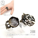 リングパーツ 金古美色 2個 トレイ内径約15mm アンティーク調 指輪 透かしリング ゴシックリング デコ土台 セッティング台 うさぎの素材屋さん ハンドメイ...