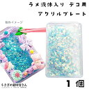 【最大2000円OFF】マラソン限定クーポン!アクリルプレート スカイブルー 空色 1個 アクリルボード 通し穴付き ラメの液体入り シール ホイップデコ パーツ カボション DIY デコ素材 ハンドメイドパーツ うさぎの素材屋さん