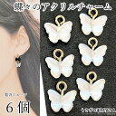 チャーム 蝶々 ミニ 8mm 6個 ホワイト 白系 オーロラ系加工 バタフライ ちょうちょ アクリルチャーム 蝶チャーム アクセサリーパーツ うさぎの素材屋さん...