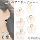 チャーム 蝶々 ミニ 8mm 6個 ライト ピンク系 オーロラ系加工 バタフライ ちょうちょ アクリルチャーム 蝶チャーム アクセサリーパーツ うさぎの素材屋さ...