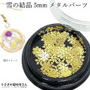 デコパーツ メタルパーツ 雪の結晶 5mm ケース入り 1個 デザイン ランダム ゴールド色 レジンパーツ ネイル 貼り付けパーツ 雪 冬 クリスマス うさぎの...