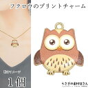 チャーム フクロウ 20mm 1個 owl ブラウン 茶色系 ハンドメイドパーツ うさぎの素材屋さん 鳥 動物 アニマルチャーム アクセサリーチャーム ふくろう...