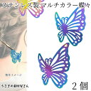 メタルパーツ ステンレス 蝶々 薄くて軽い 透かし 大きめ 42mm 2個 マルチカラー メタル 和風 和柄 チャームにも ハンドメイドパーツ うさぎの素材屋さ...