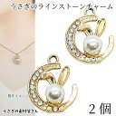 【最大2000円OFF】マラソン限定クーポン!うさぎ パールチャーム 18mm 2個 三日月 ラインストーン付き きらきら かわいい うさぎ アニマル 動物 アクセサリーパーツ うさぎの素材屋さん ハンドメイドパーツ 兎