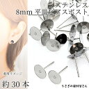 【最大2000円OFF】マラソン限定クーポン!ステンレス ピアス パーツ 8mm 平皿 約30本 アレルギー対策に うさぎの素材屋さん ハンドメイドパーツ 錆びにくい ピアスポスト アクセサリーパーツ 基礎金具