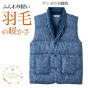 【送料無料】 グンゼ 紳士パジャマ ダウンベスト (M/L) ダウン80% フェザー20% 肩掛け 暖か 羽織 寝たまま ナイトウエア 羽毛 シニア 高齢者 ガ...