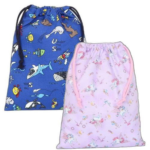 乐天商城 - （おまかせ便で送料無料）日本製 巾着袋 29×23cm 小物入れ 給食袋 弁当入れ 弁当袋 水族館 ペガサス 入園 入学 雑貨 学童 フジキ