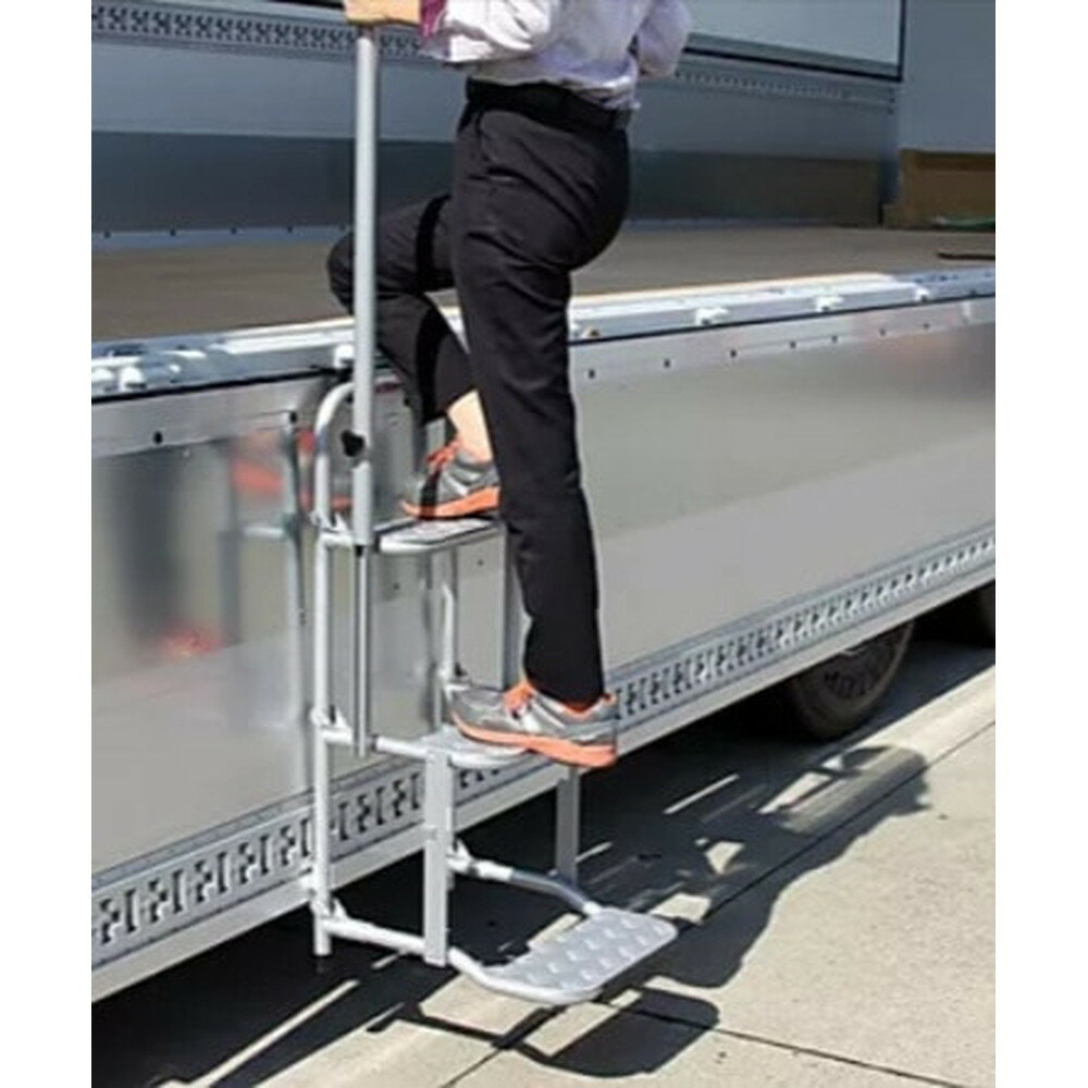 晃伸精機 トラック荷台昇降はしご STEPS 左右手すり付 大型トラック使用 3-DS トラックはしご 昇降はしご トラック用はしご 手すり付はしご