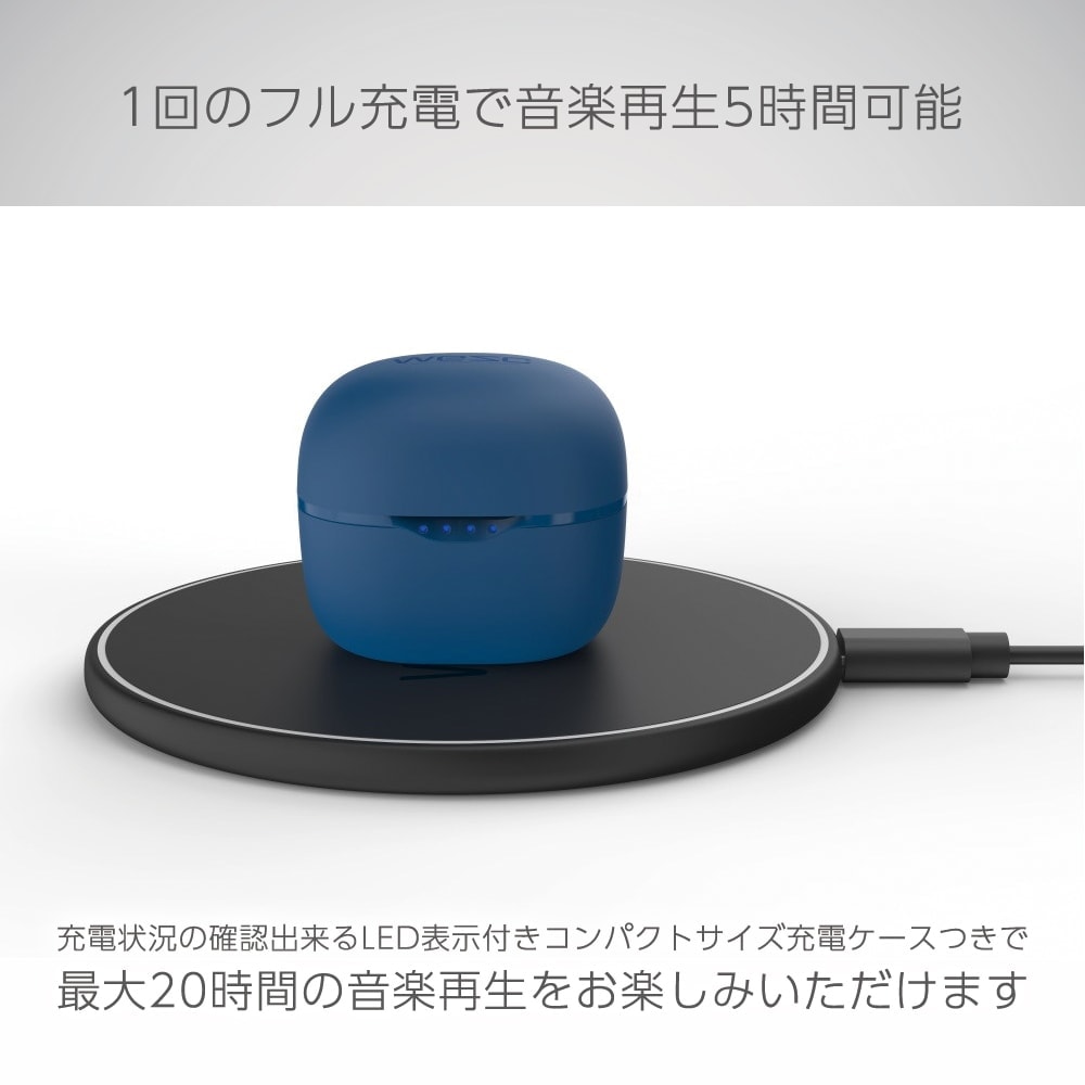 完全ワイヤレスイヤホン WeSC FW20 3色 ネオンピンク/ネイビーブルー/ブラック Blu...
