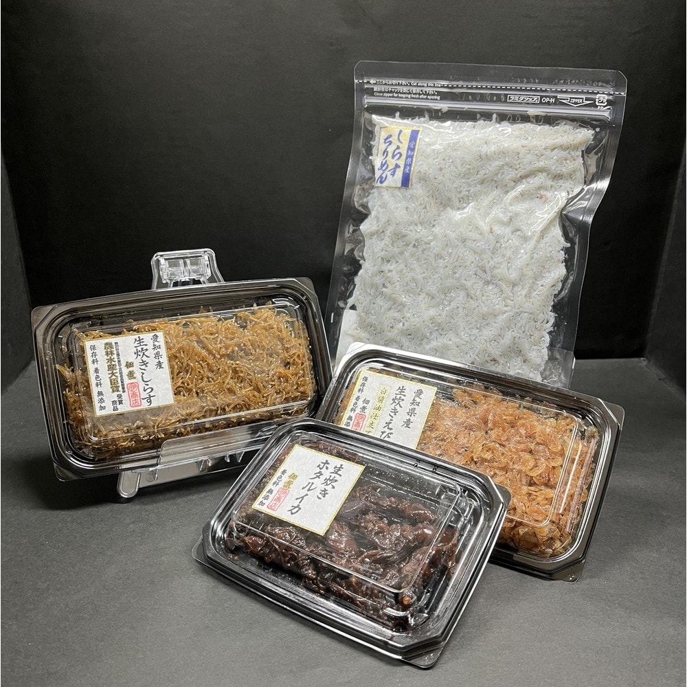 ゲリラP2倍 お祝い プチギフト ちりめん しらす シラス 国産 海鮮 佃煮 生炊き製法 マル伊商店 稀代の佃煮セット 4種4個入