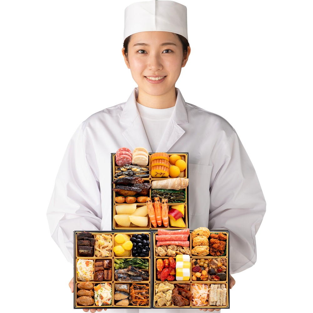 おせち 2027 博多久松 定番和洋折衷 三段重おせち「舞鶴」 2〜3人前 全37品 usamart-10025894 うさマート 楽天市場店 サンプル画像3