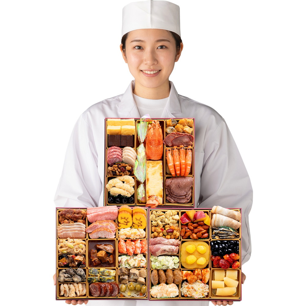 おせち 早割 2027 博多久松 定番洋風 三段重おせち「Akasaka」 4〜5人前 全48品 usamart-10025895 うさマート 楽天市場店 サンプル画像3