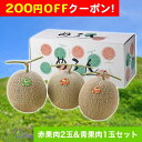 200円OFFクーポン お中元 ギフト 2025 北海道産メロン 赤果肉2玉&青果肉1玉セット 計約3.9kg 御中元 夏ギフト フルーツ メロン
